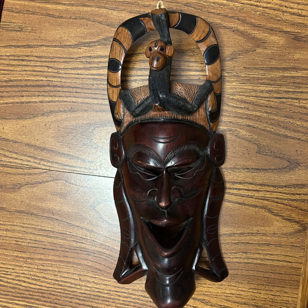 Contemporary hand carved African ritual mask.